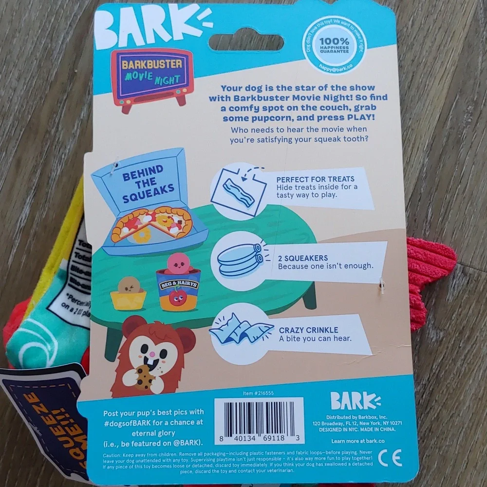 NEW BARK Dog Toy Squeakish Fish Hide + Seek Treats Crinkle Squeaker